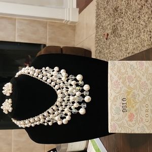 60's Vintage Coro faux pearl necklace with earrings